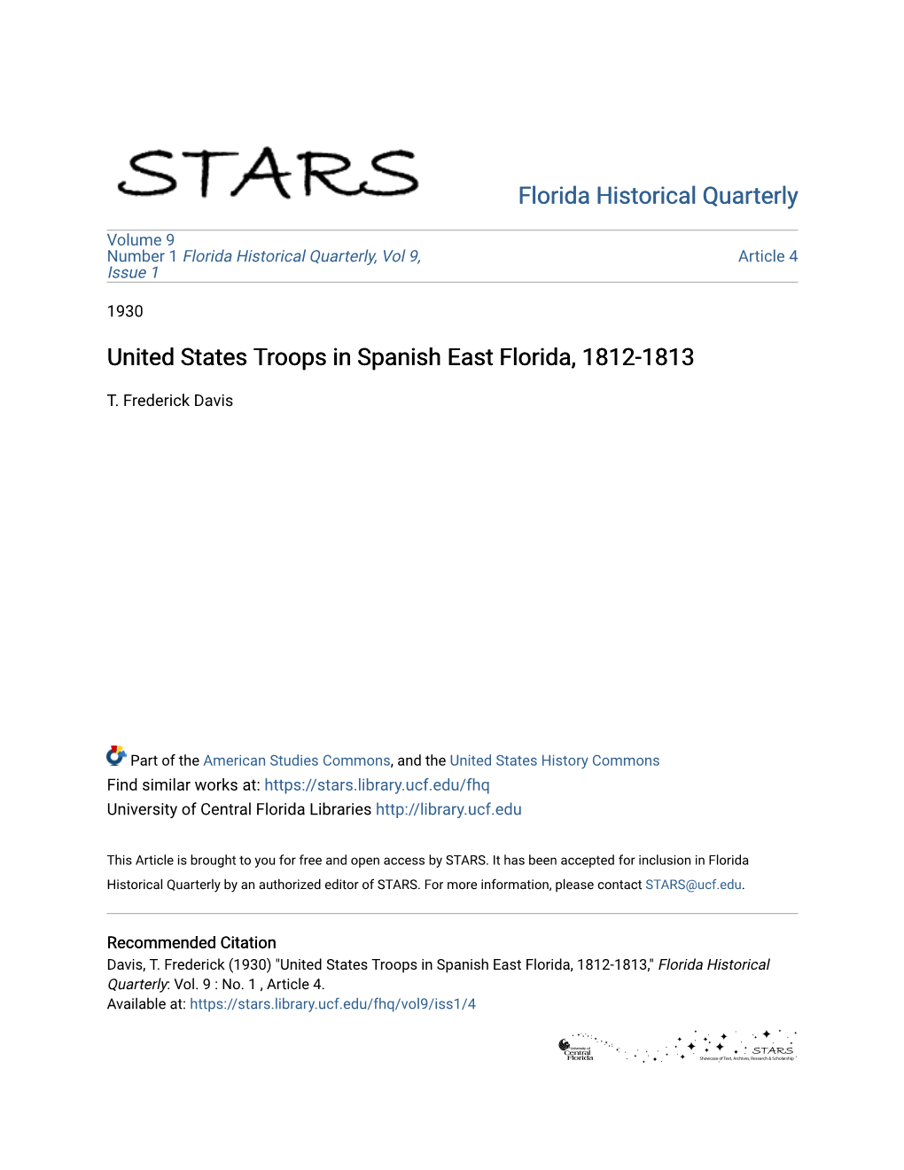 United States Troops in Spanish East Florida, 1812-1813