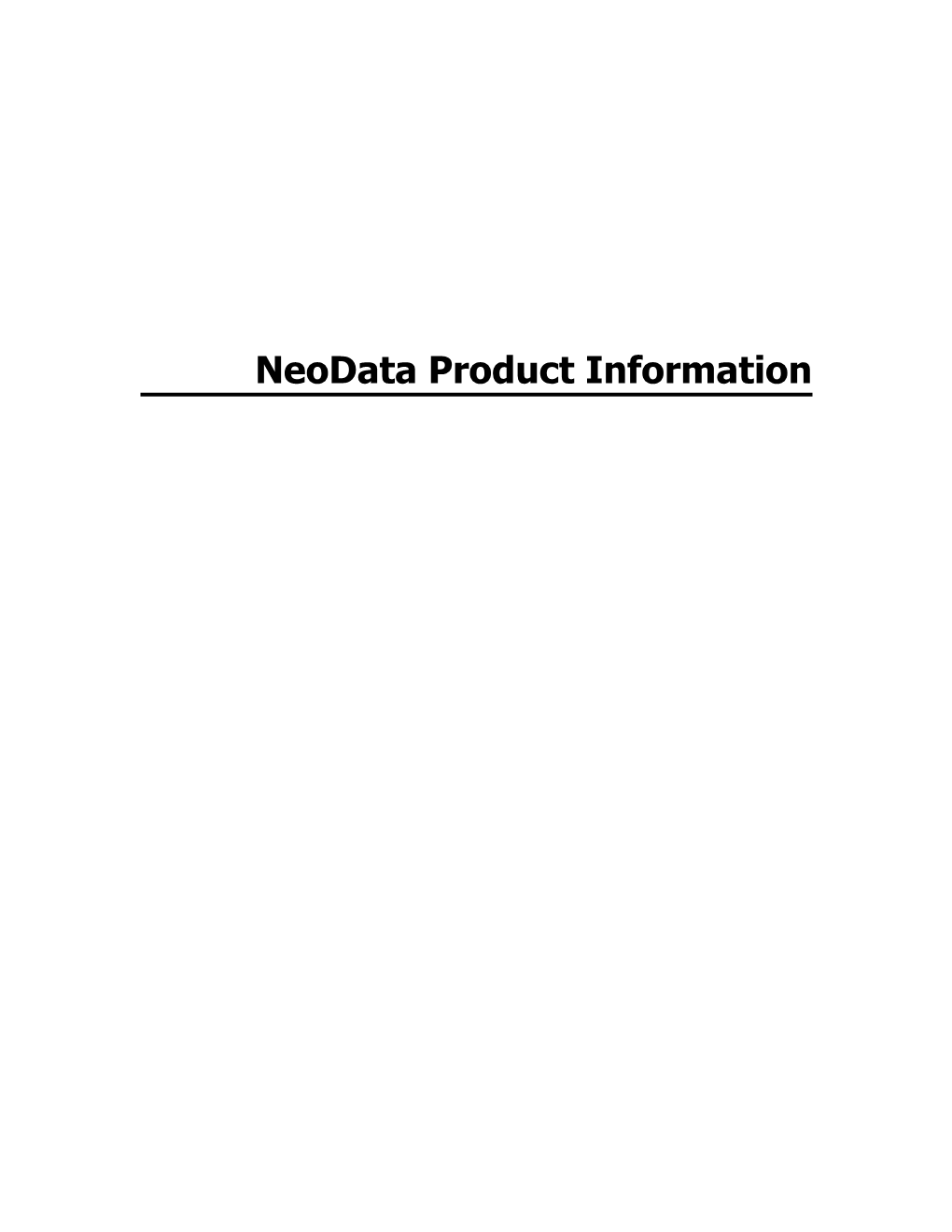 Neodata Product Information