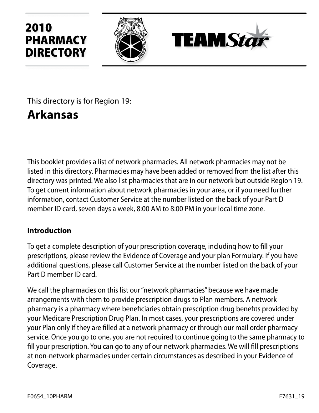 2010 PHARMACY DIRECTORY Arkansas