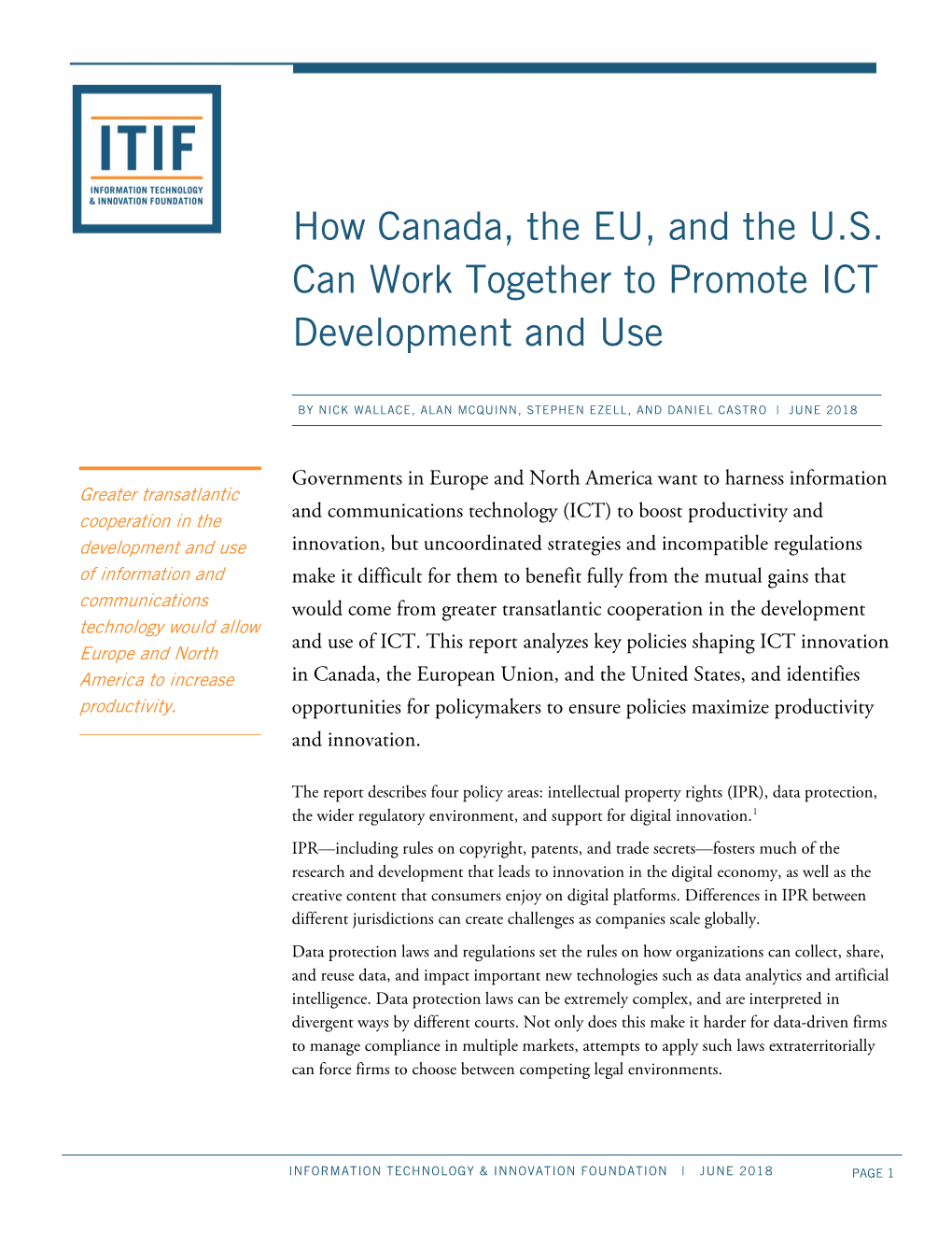 How Canada, the EU, and the U.S. Can Work Together to Promote ICT Development and Use