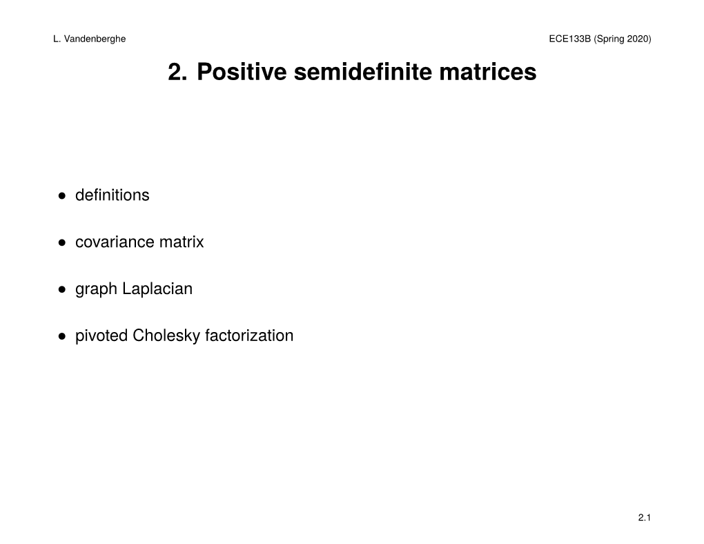2. Positive Semidefinite Matrices