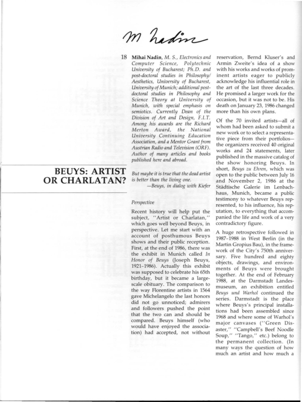Beuys: Artist Or Charlatan?
