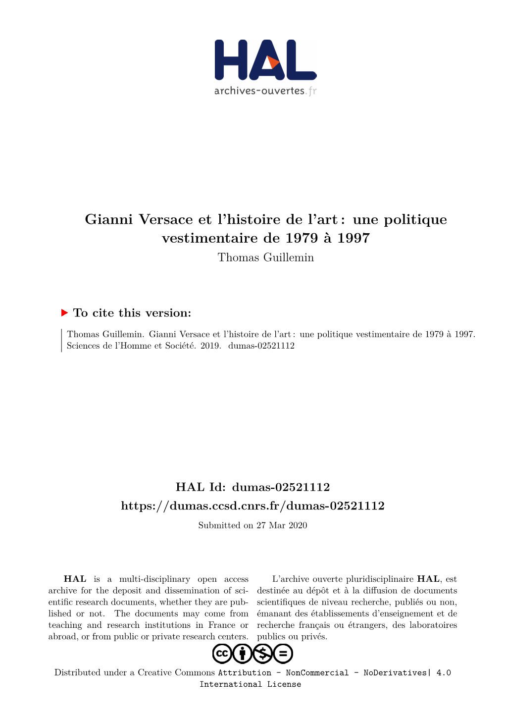 Gianni Versace Et L'histoire De L'art: Une Politique Vestimentaire De 1979