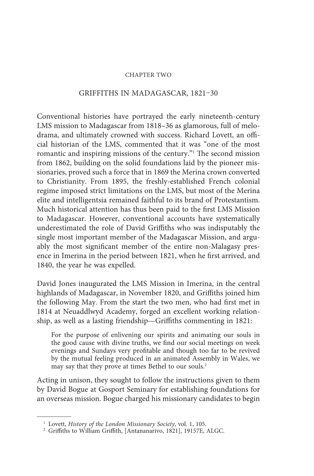 Griffiths in Madagascar, 1821–30 Conventional Histories Have