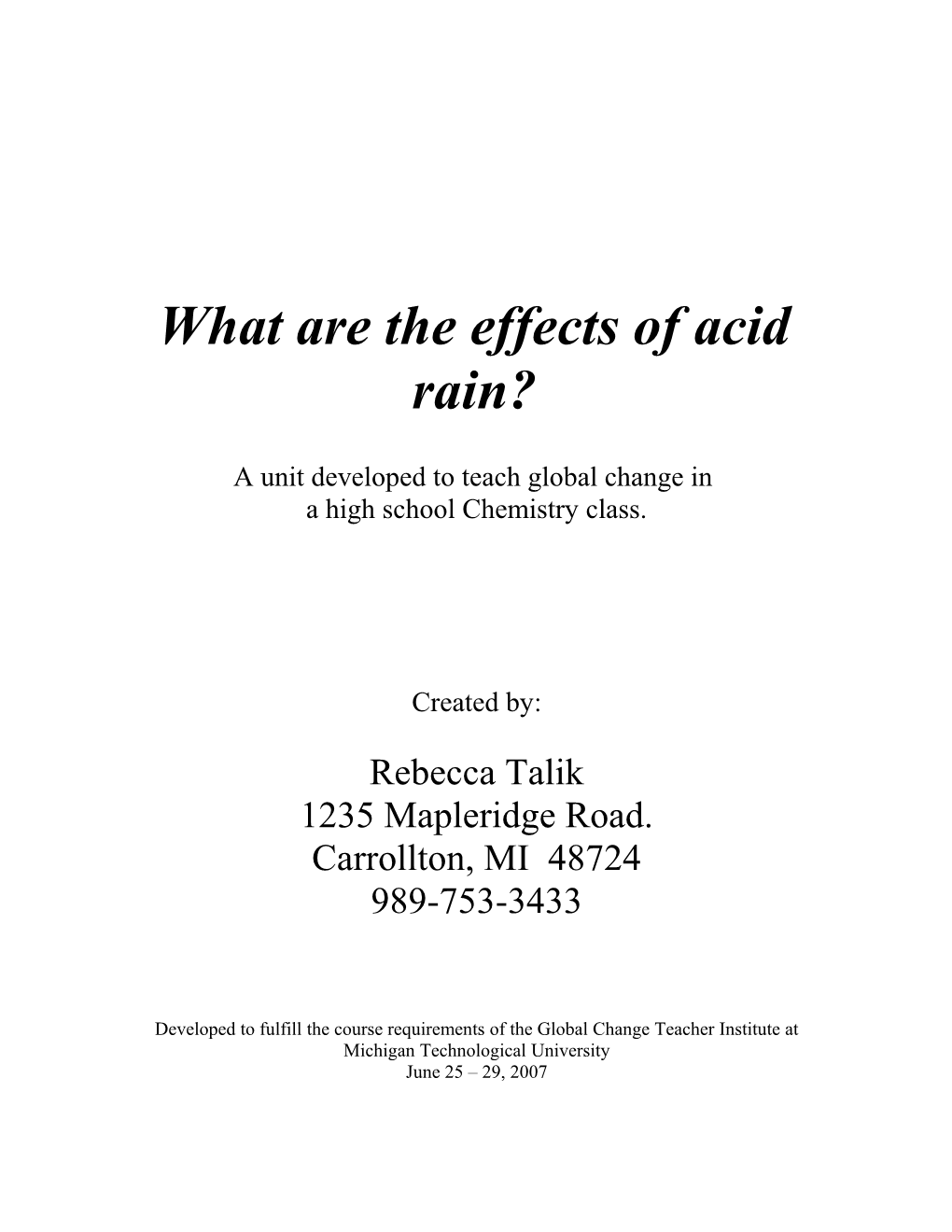 What Are the Effects of Acid Rain