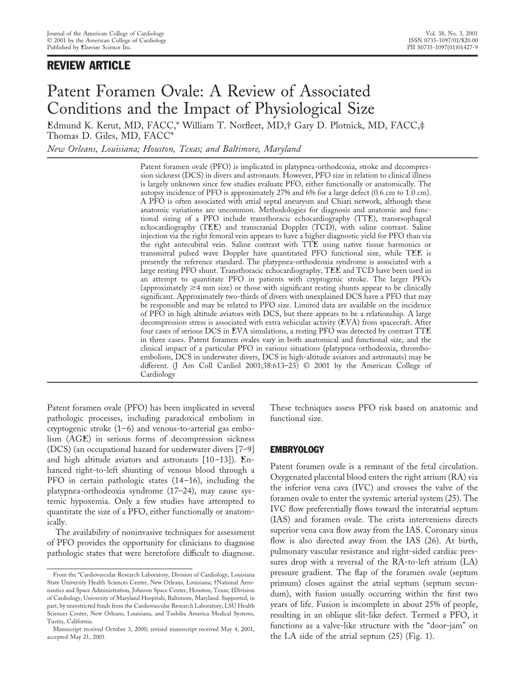 Patent Foramen Ovale: a Review of Associated Conditions and the Impact of Physiological Size Edmund K