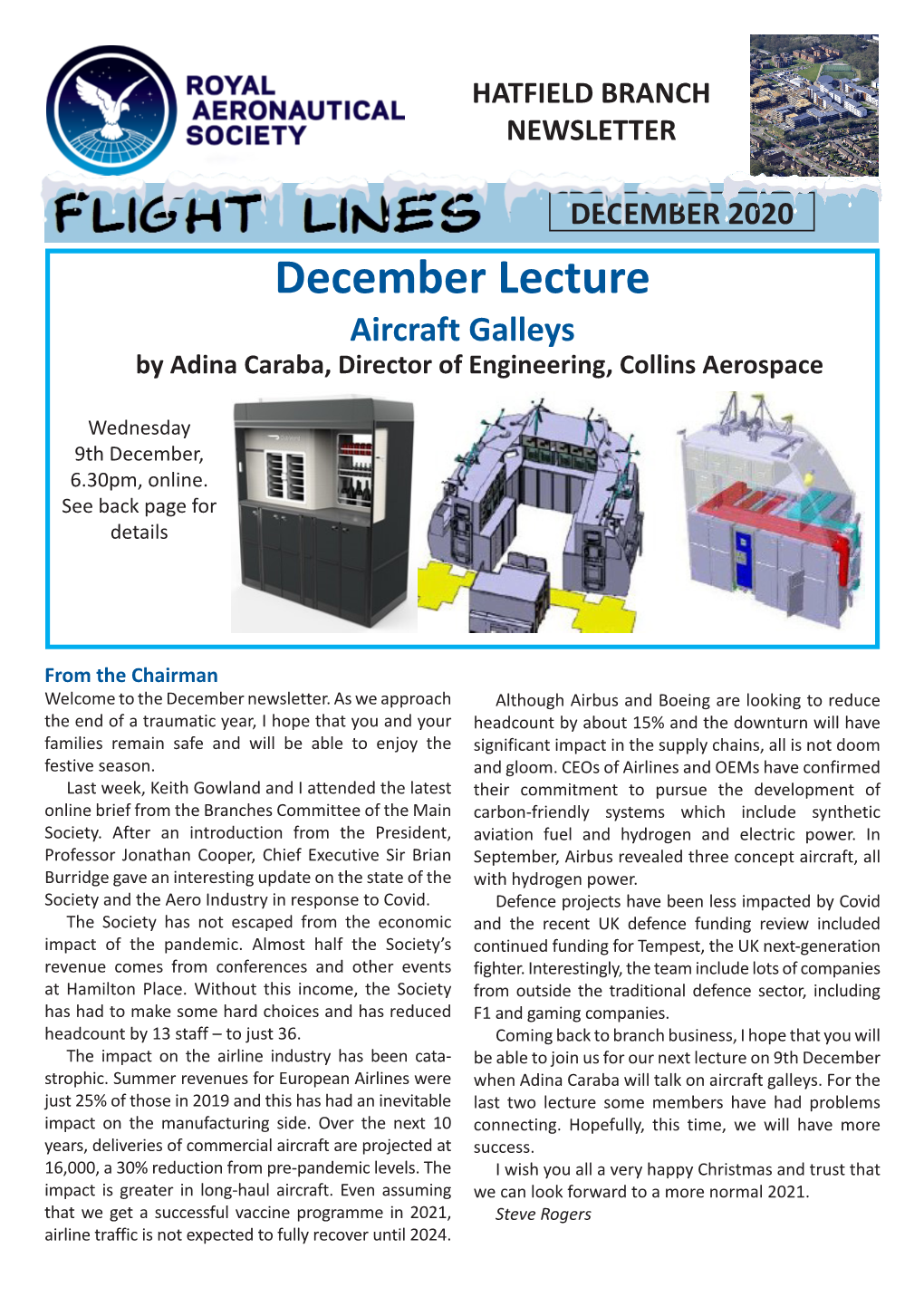December Lecture Aircraft Galleys by Adina Caraba, Director of Engineering, Collins Aerospace