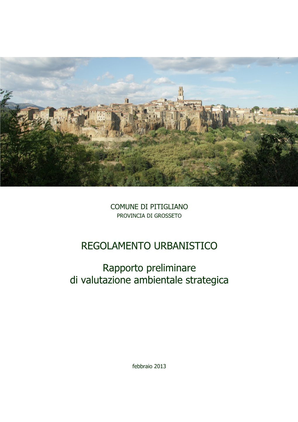 Regolamento Urbanistico Rapporto Preliminare Di Valutazione Ambientale Strategica