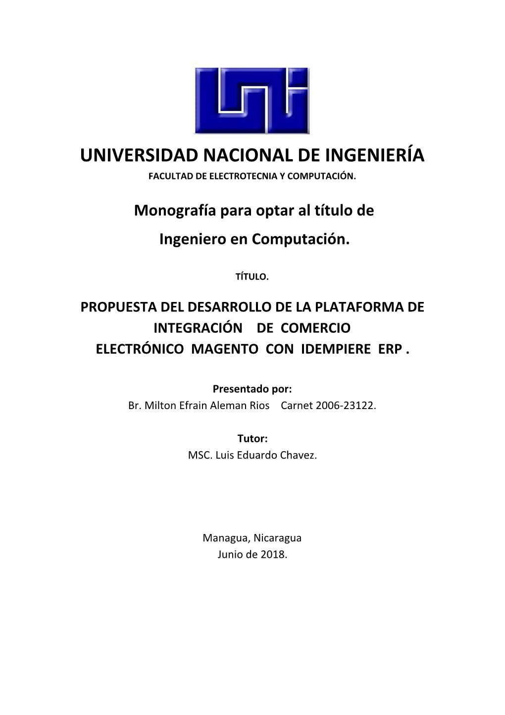 Universidad Nacional De Ingeniería Facultad De Electrotecnia Y Computación