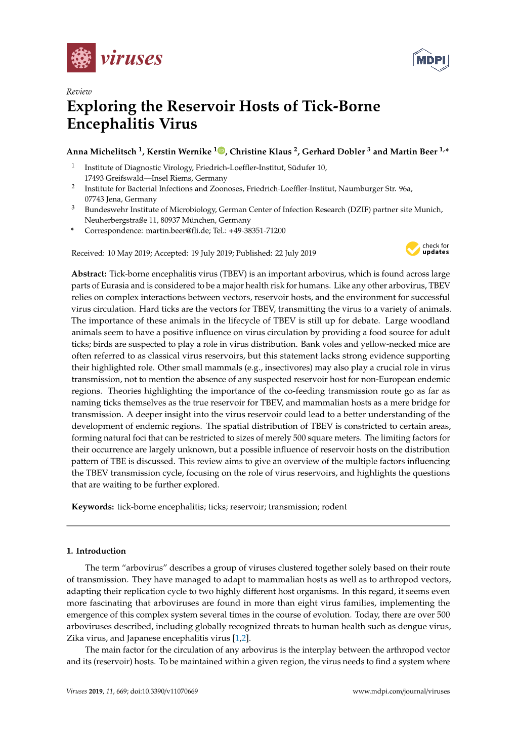 Exploring the Reservoir Hosts of Tick-Borne Encephalitis Virus