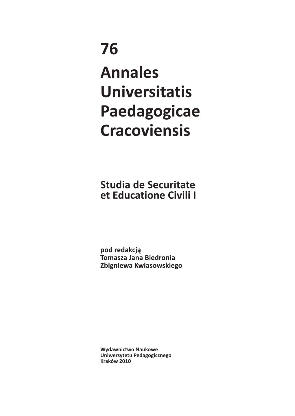 Annales Universitatis Paedagogicae Cracoviensis 76