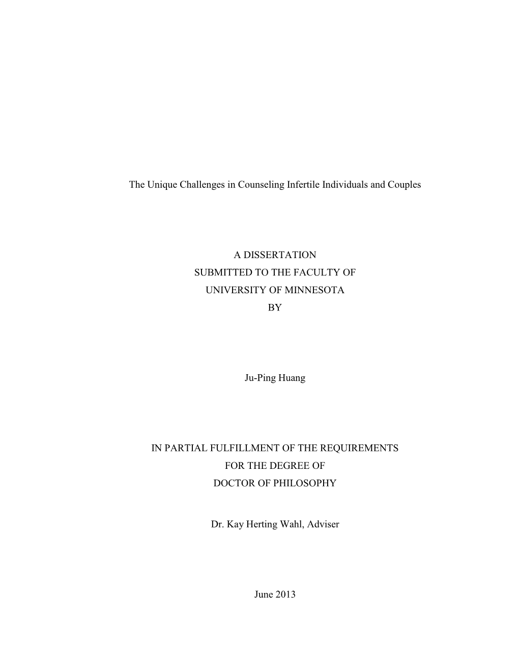 The Unique Challenges in Counseling Infertile Individuals and Couples A