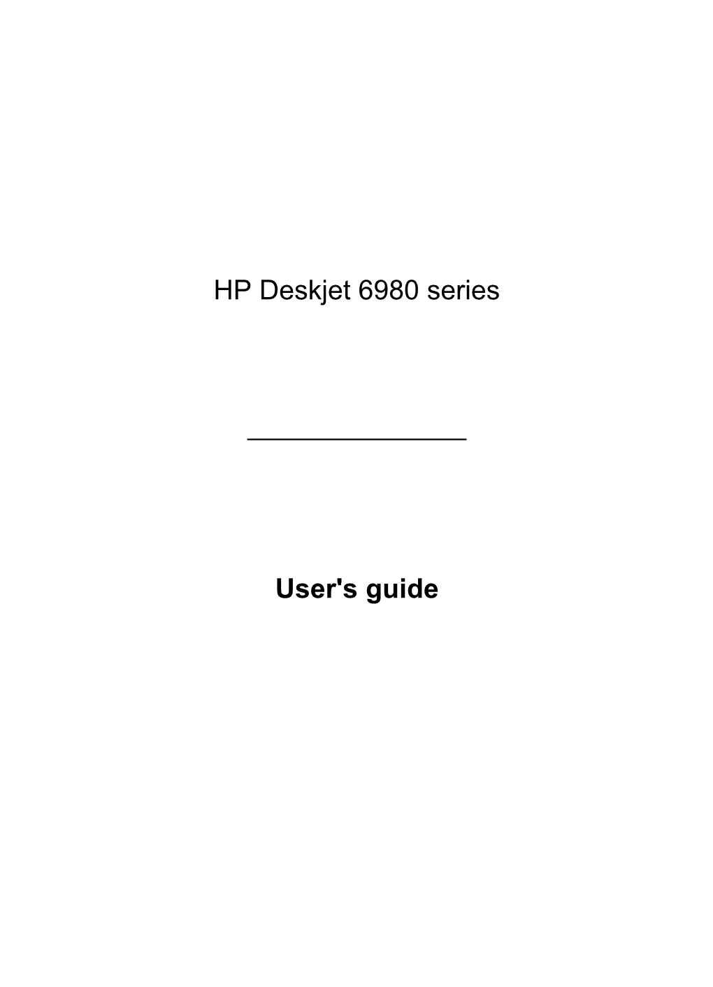HP Deskjet 6980 Series User's Guide