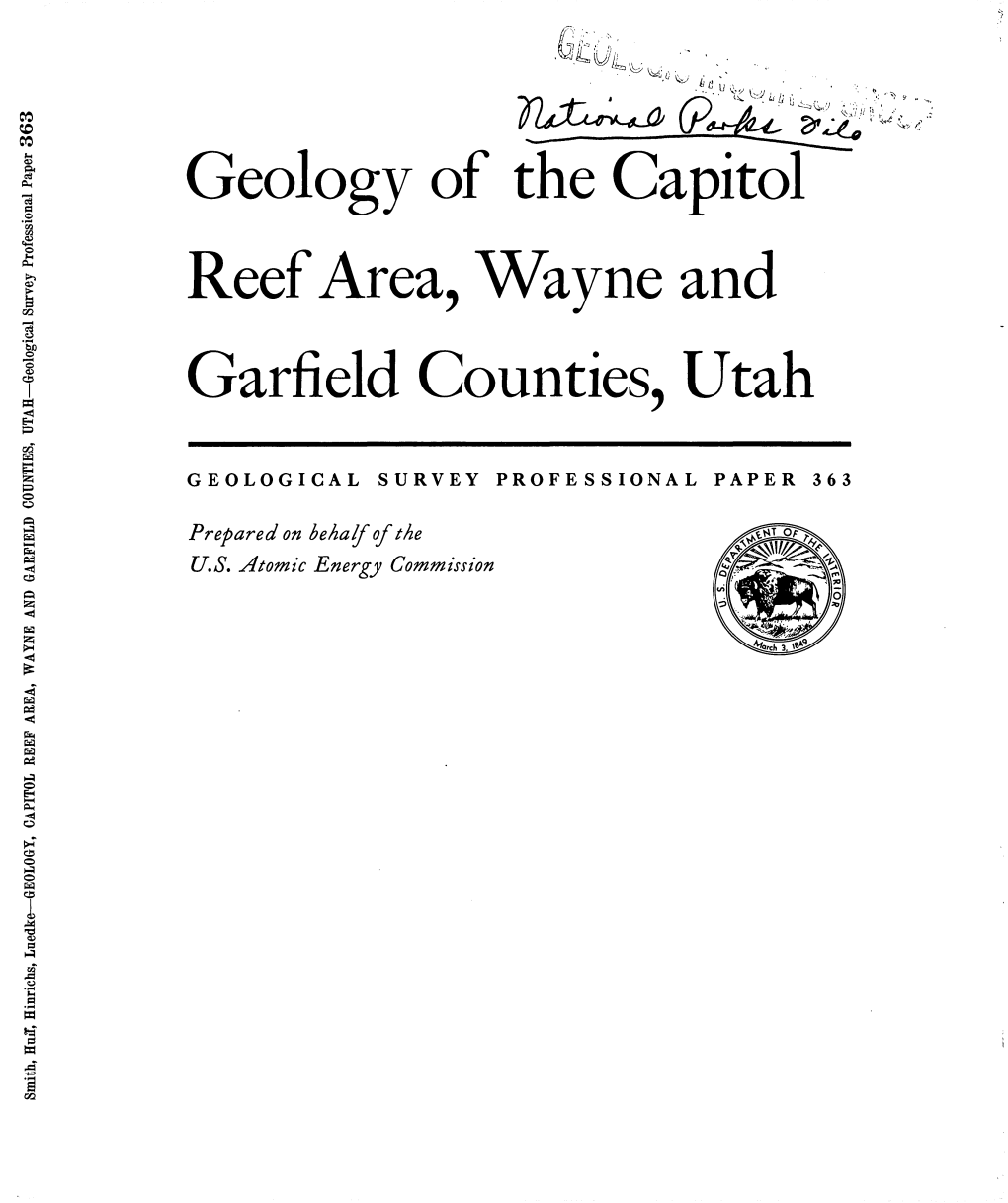 Geology of the Capitol Reef Area, Wayne and Garfield Counties, Utah