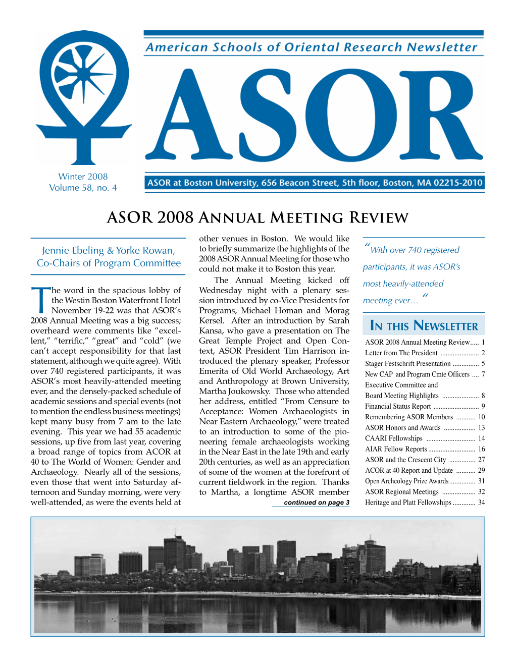 ASOR 2008 Annual Meeting Review Other Venues in Boston