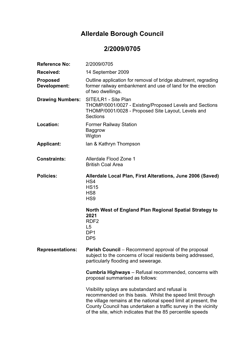 Allerdale Borough Council 2/2009/0705