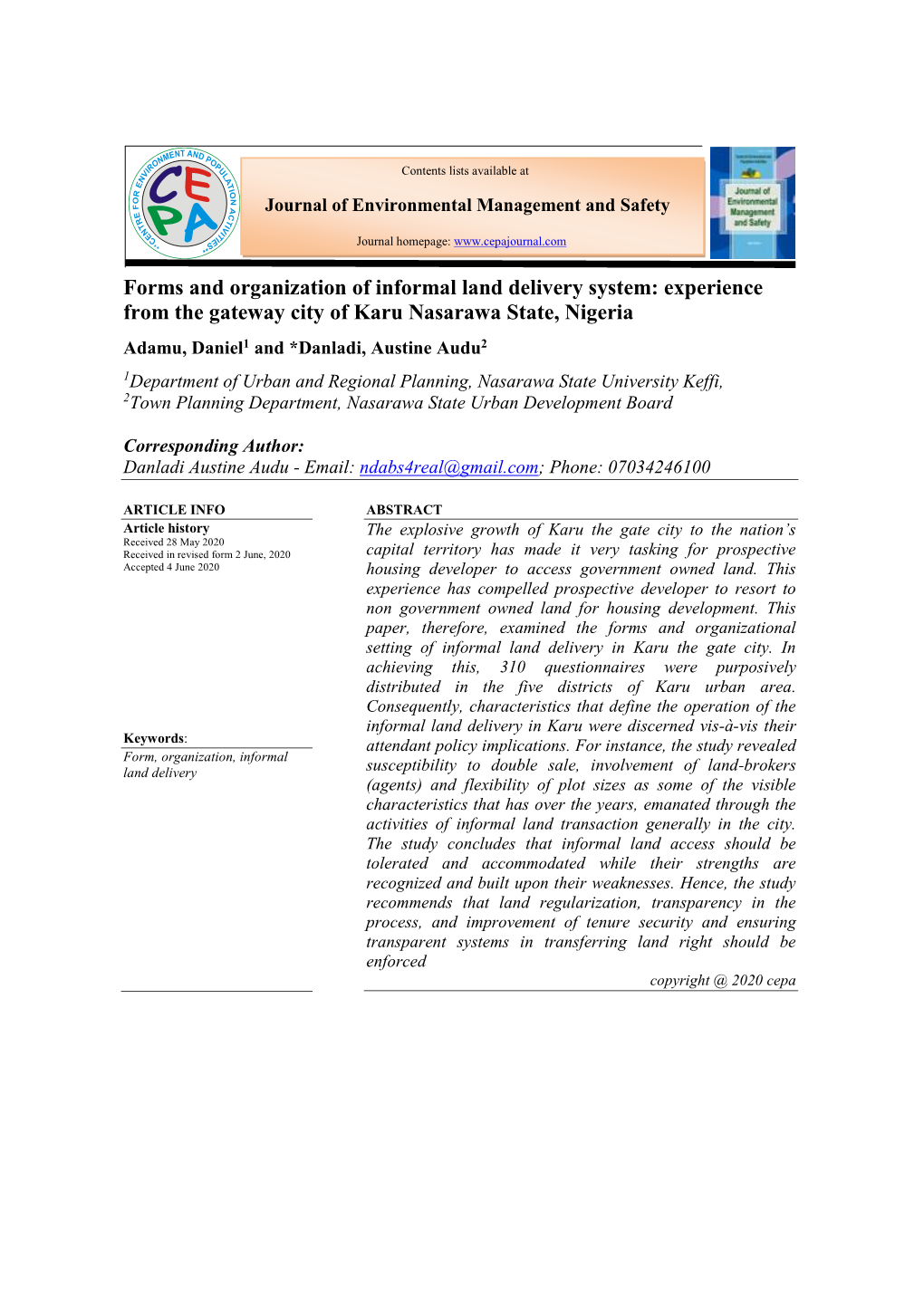 Forms and Organization of Informal Land Delivery