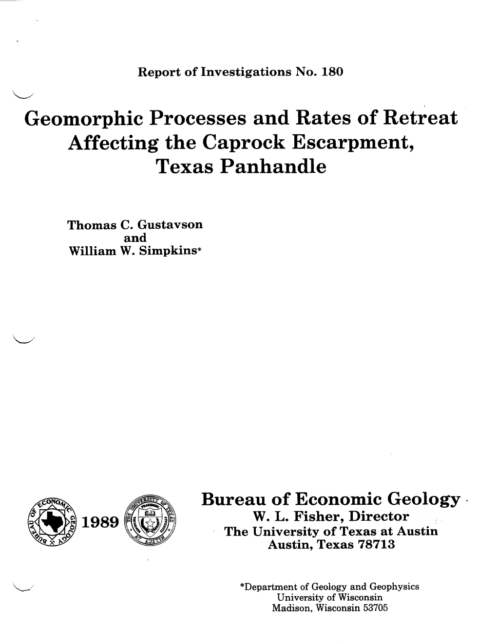 Geomorphic Processes and Rates of Retreat Affecting the Caprock Escarpment, Texas Panhandle