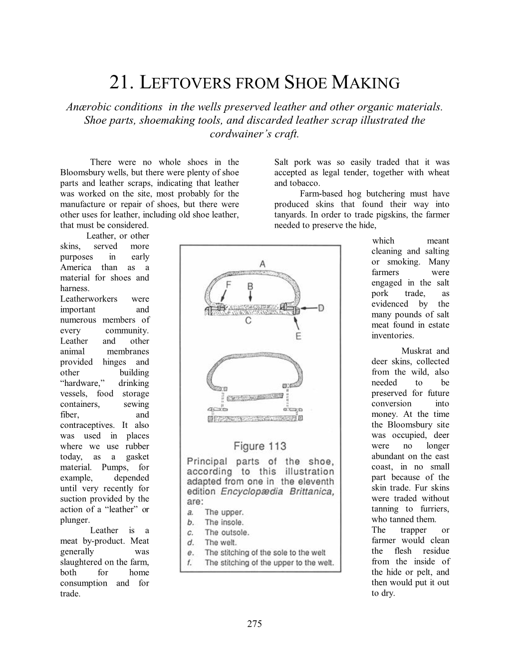 21. LEFTOVERS from SHOE MAKING Anærobic Conditions in the Wells Preserved Leather and Other Organic Materials