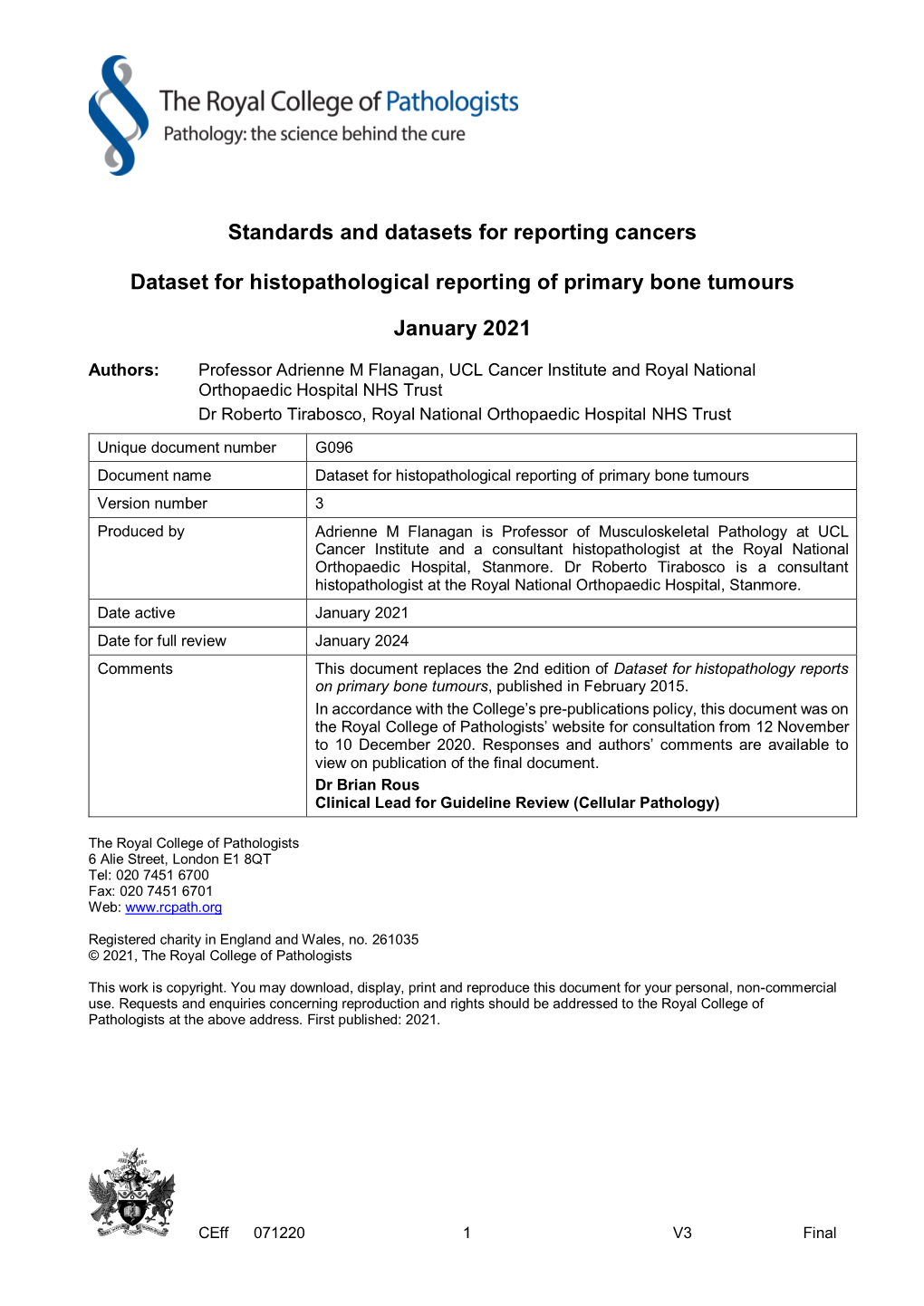 G096 Dataset for Histopathology Reports on Primary Bone Tumours