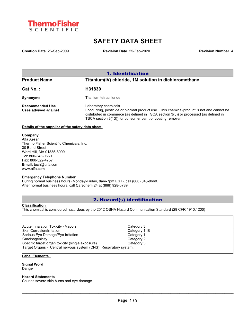 Safety Data Sheet