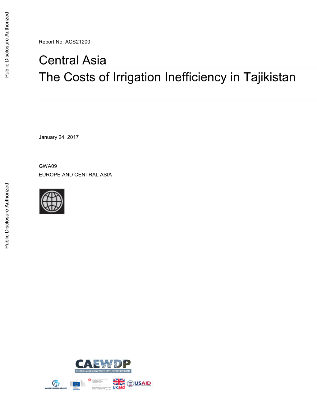 Costs of Irrigation Inefficiency in Tajikistan