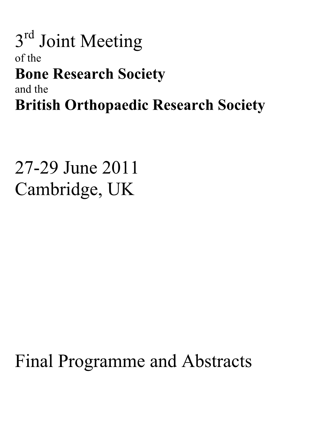 BRS Annual Meeting Programme & Abstracts 2011