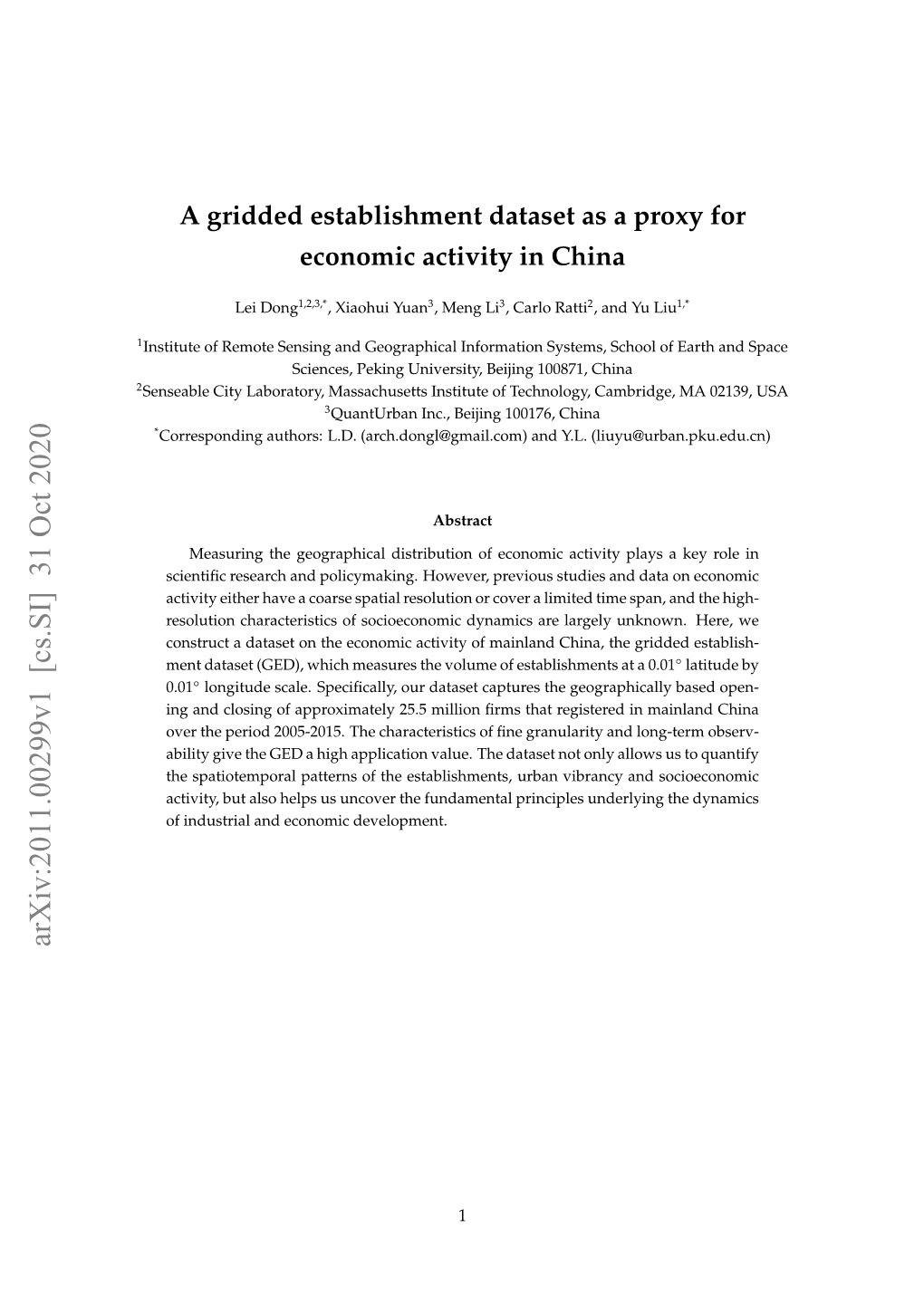 A Gridded Establishment Dataset As a Proxy for Economic Activity in China