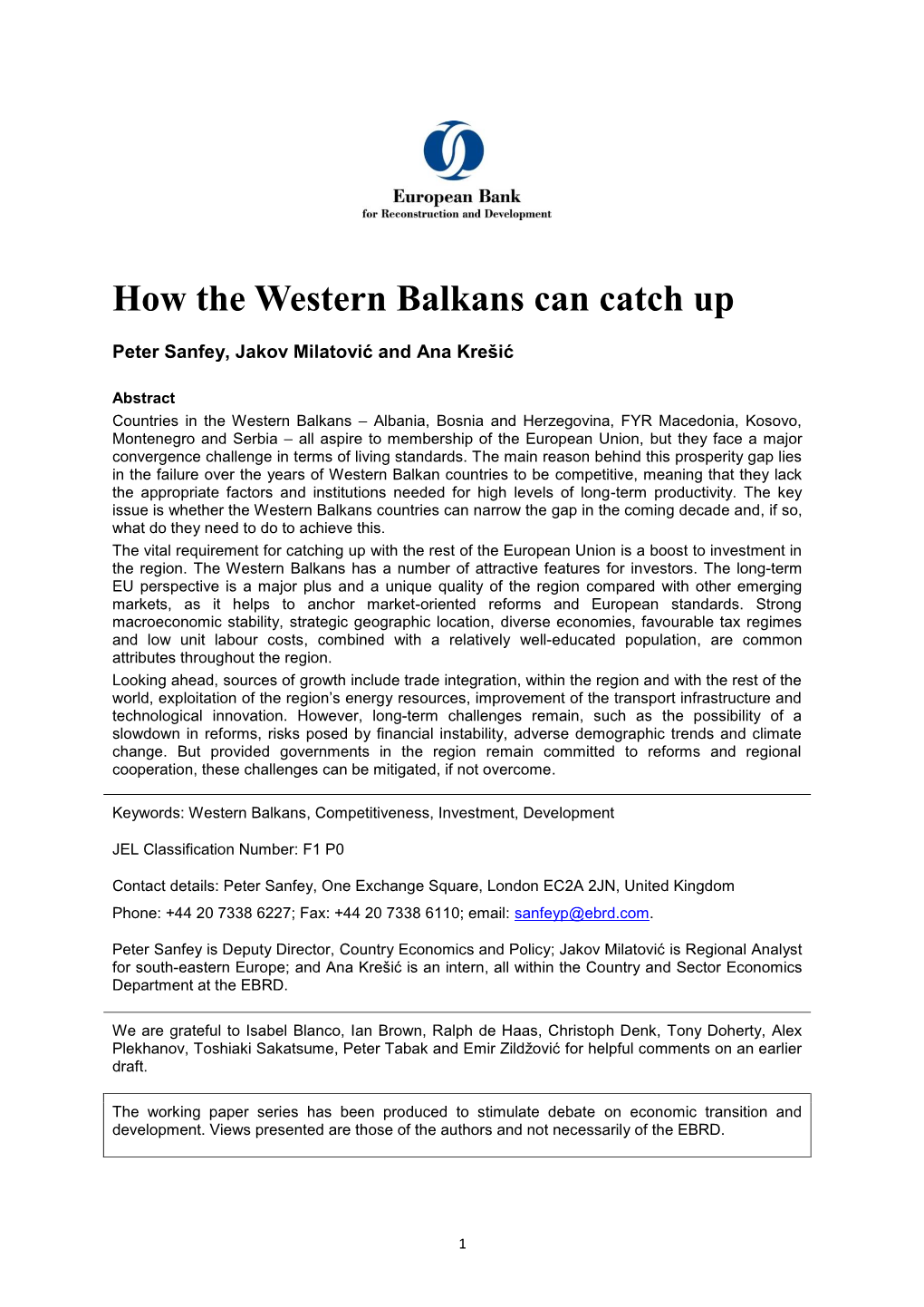 How the Western Balkans Can Catch Up