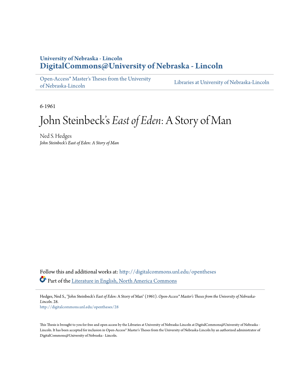 John Steinbeck's East of Eden: a Story Of