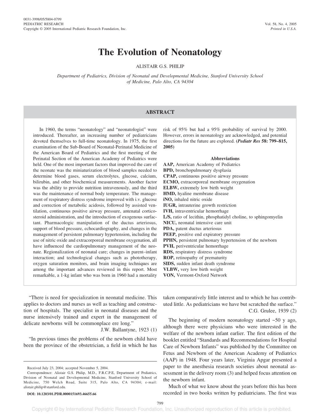 The Evolution of Neonatology