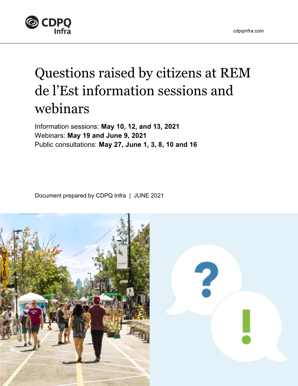 Questions Raised by Citizens at REM De L'est Information Sessions And