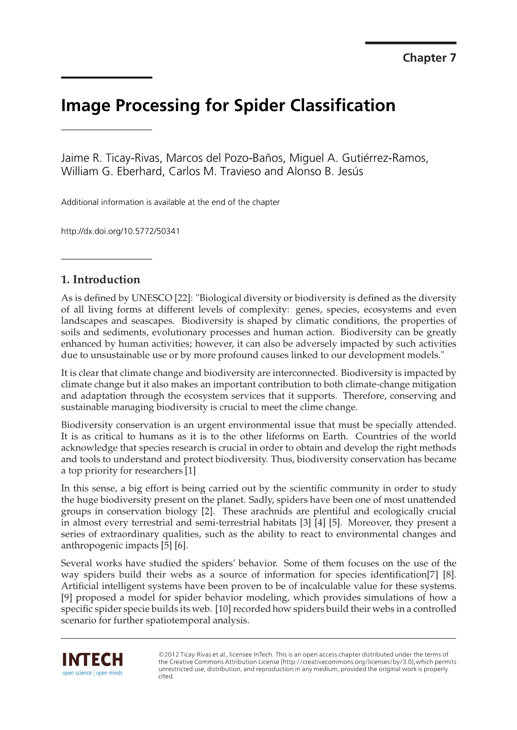 Image Processing for Spider Classification