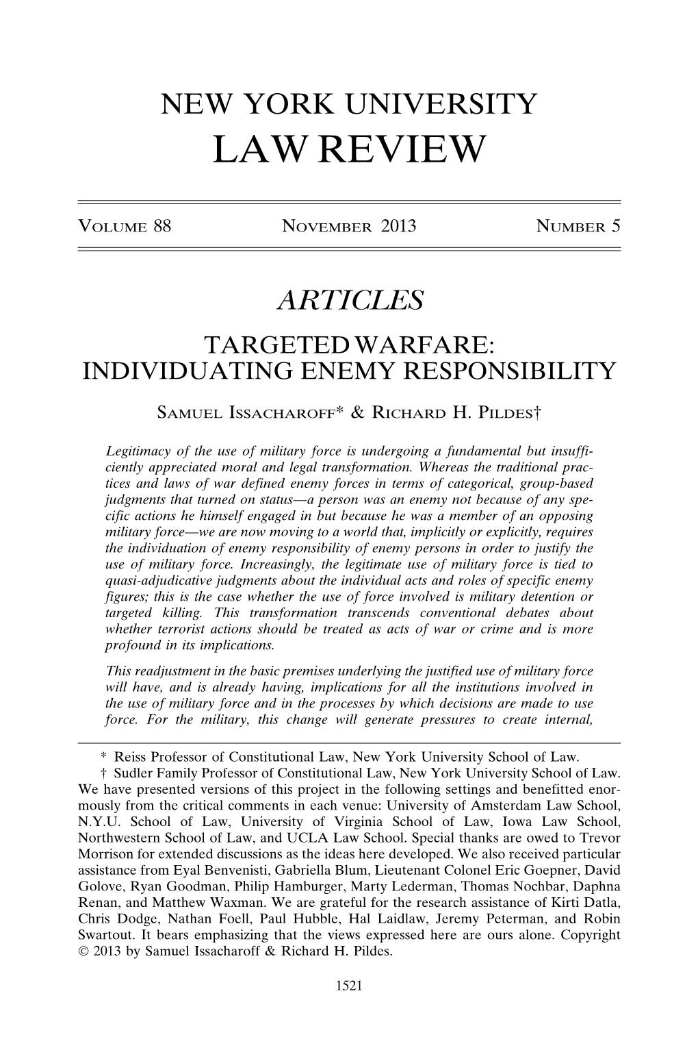 Targeted Warfare: Individuating Enemy Responsibility