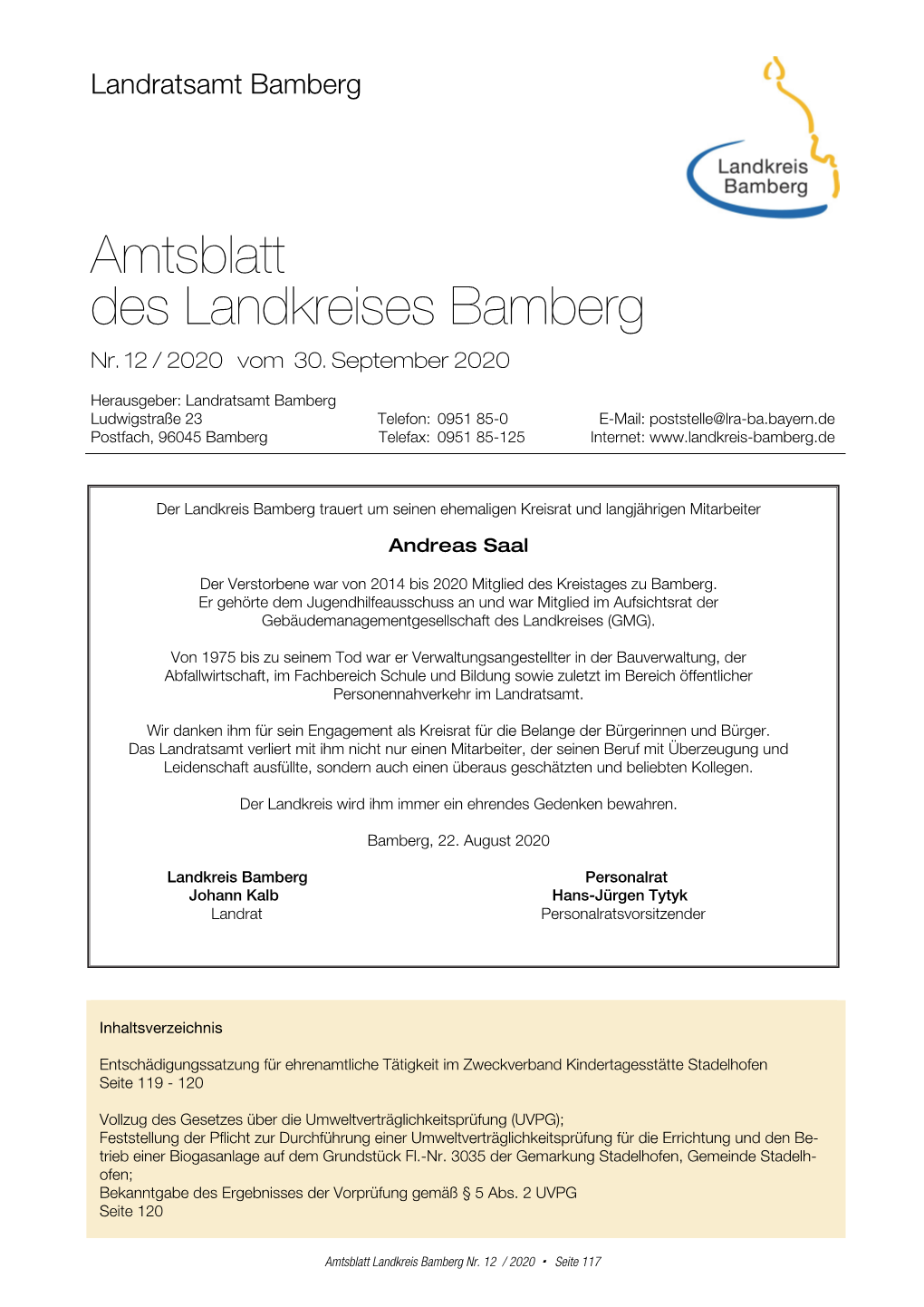 Amtsblatt Des Landkreises Bamberg