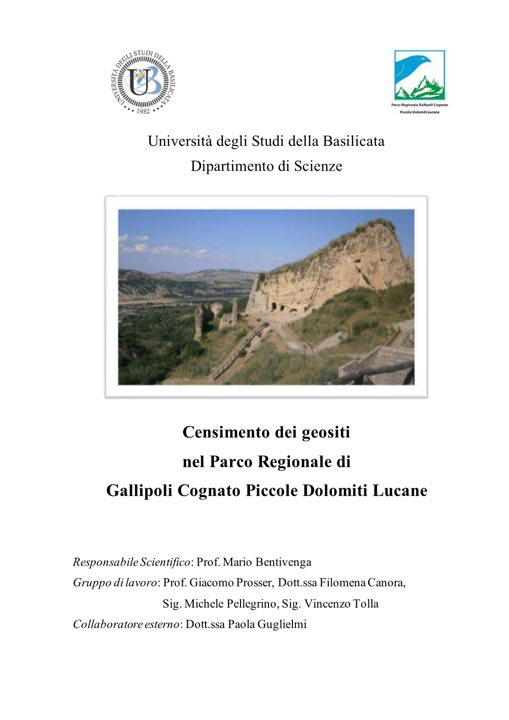 Censimento Dei Geositi Nel Parco Regionale Di Gallipoli Cognato Piccole Dolomiti Lucane