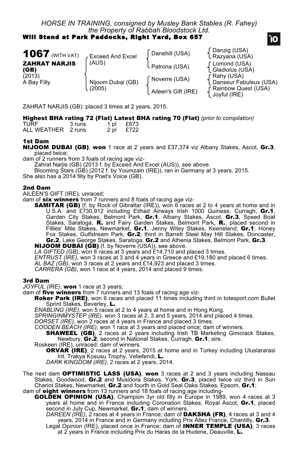 HORSE in TRAINING, Consigned by Musley Bank Stables (R. Fahey) the Property of Rabbah Bloodstock Ltd