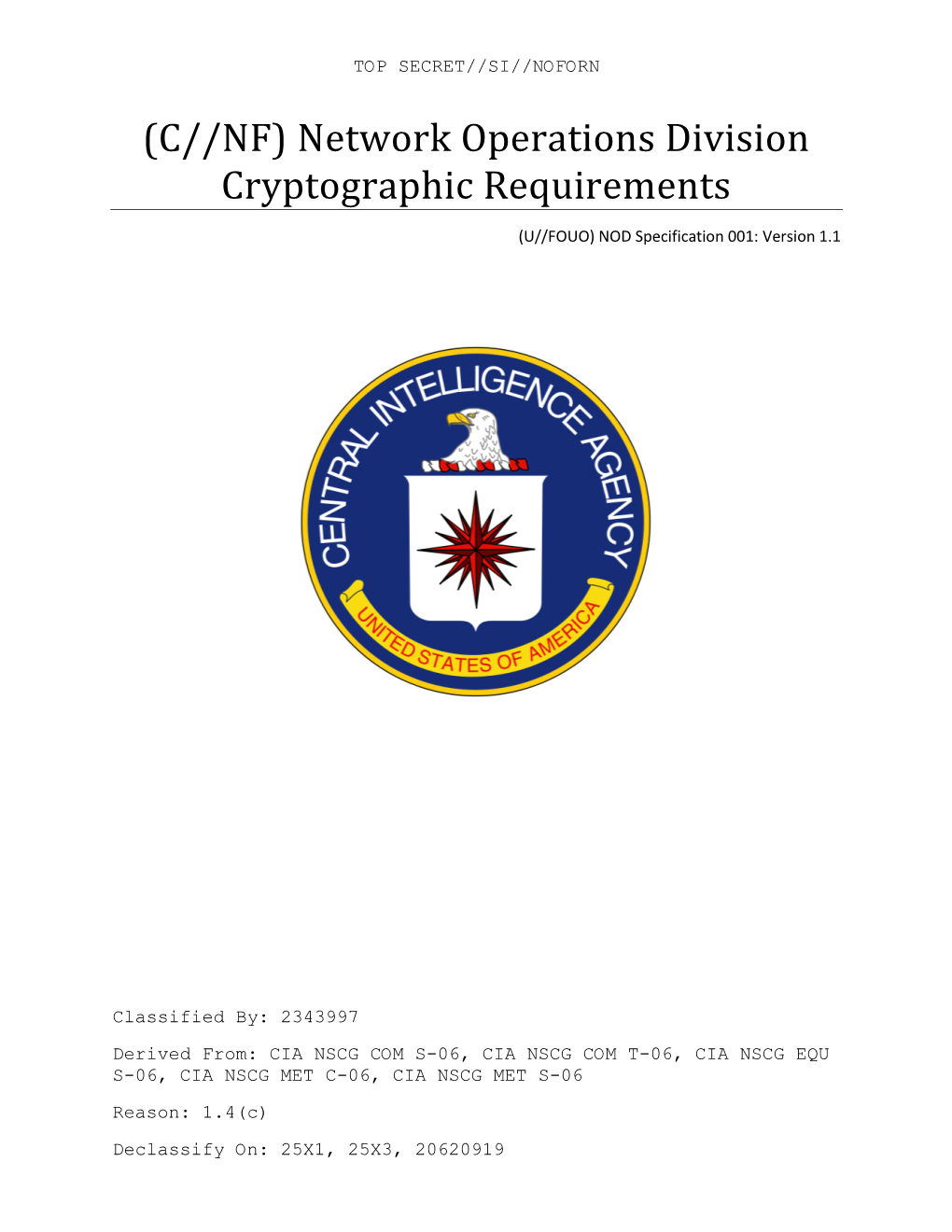 (C//NF) Network Operations Division Cryptographic Requirements