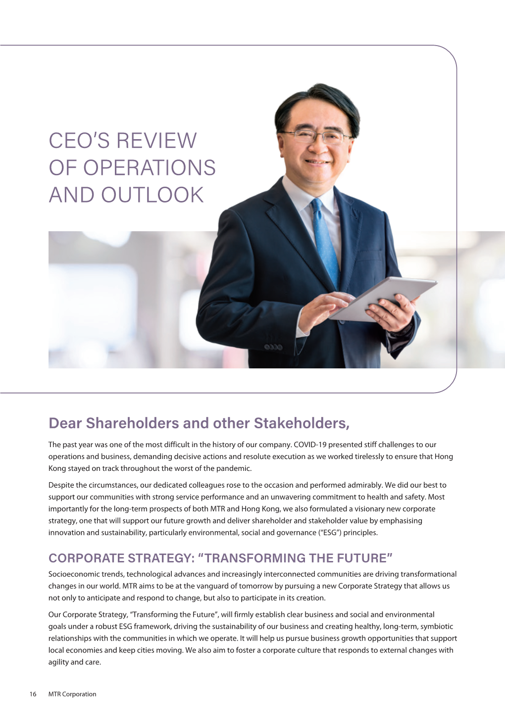 Ceo's Review of Operations and Outlook