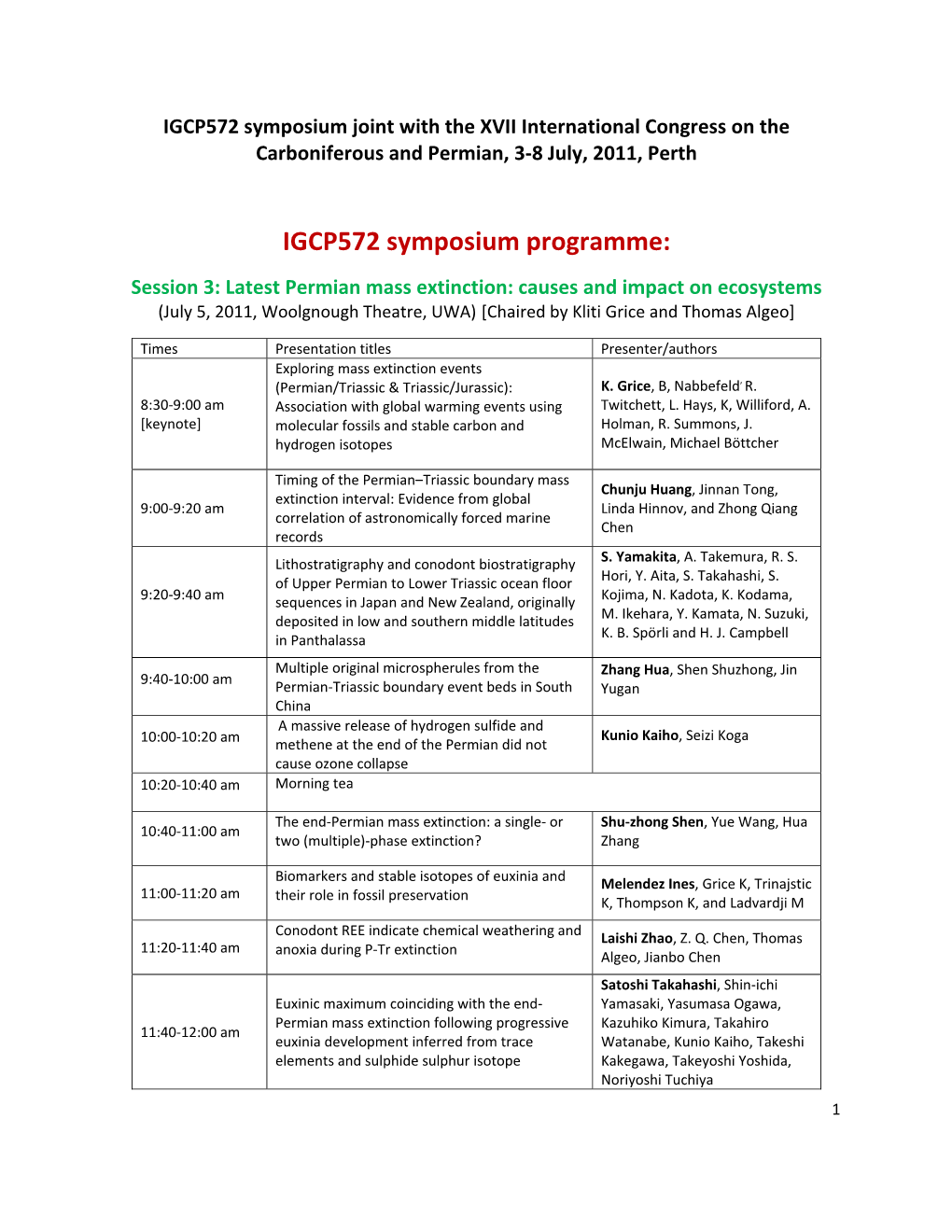 IGCP572 Symposium Programme