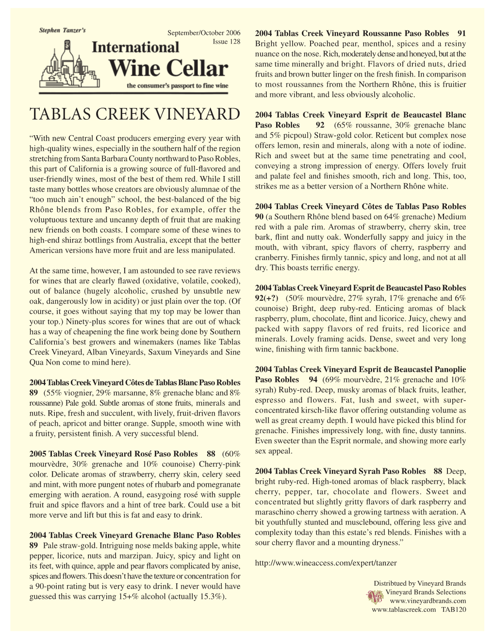 Steve Tanzer's International Wine Cellar, September/October 2006