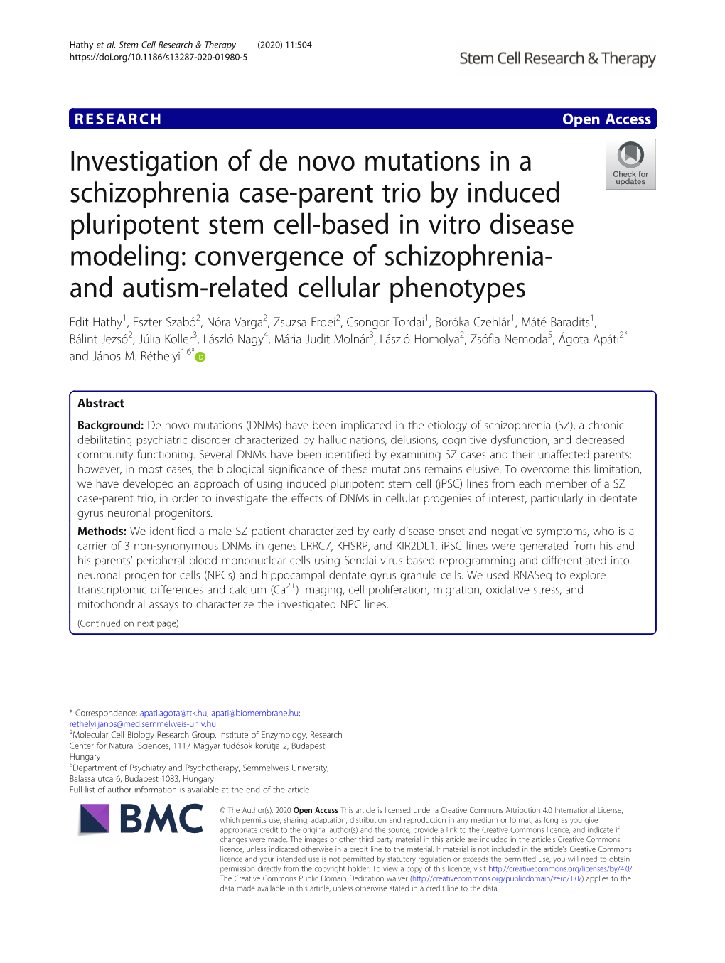 Investigation of De Novo Mutations in a Schizophrenia Case-Parent Trio By