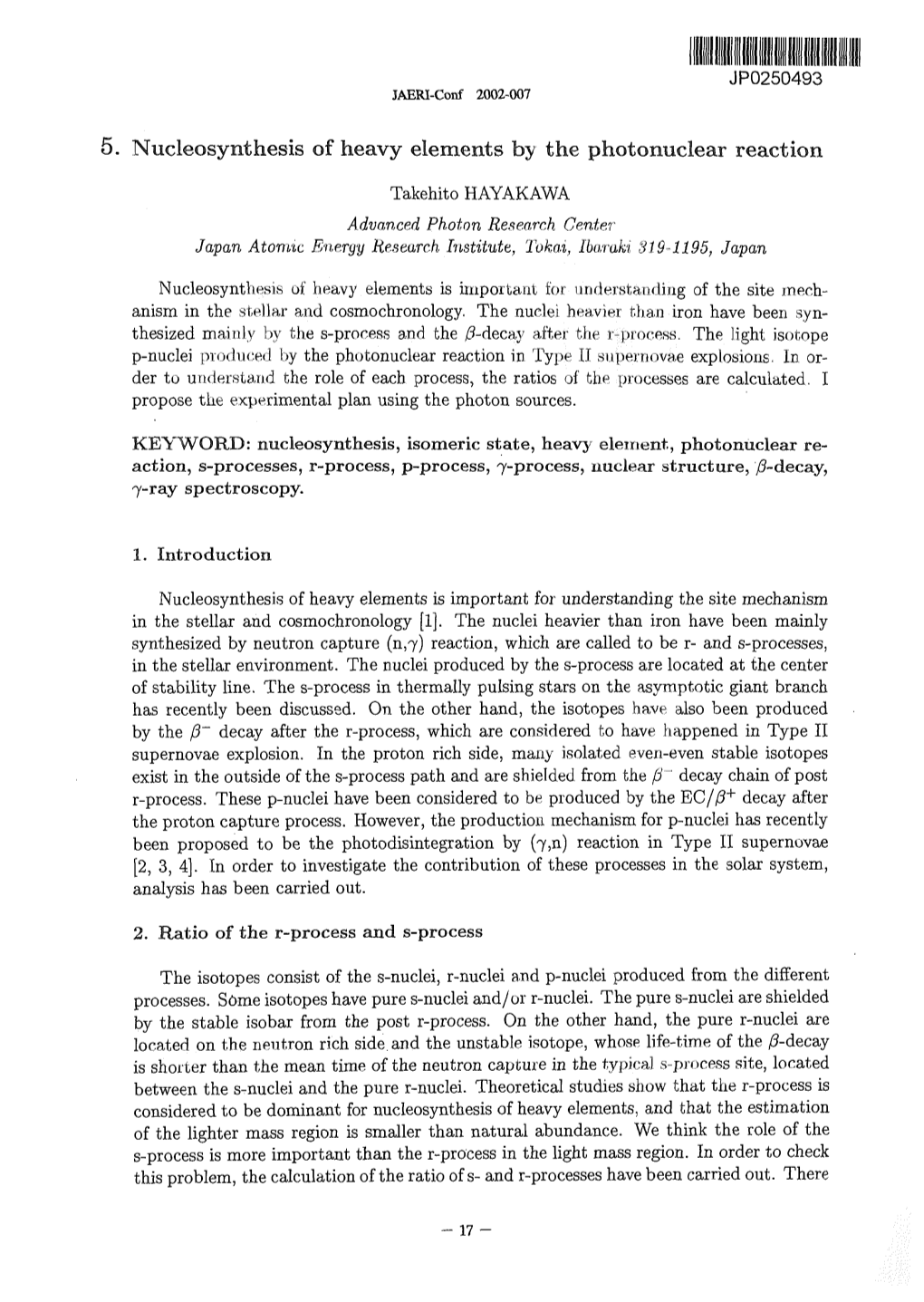 Nucleosynthesis of Heavy Elements by the Photonuclear Reaction