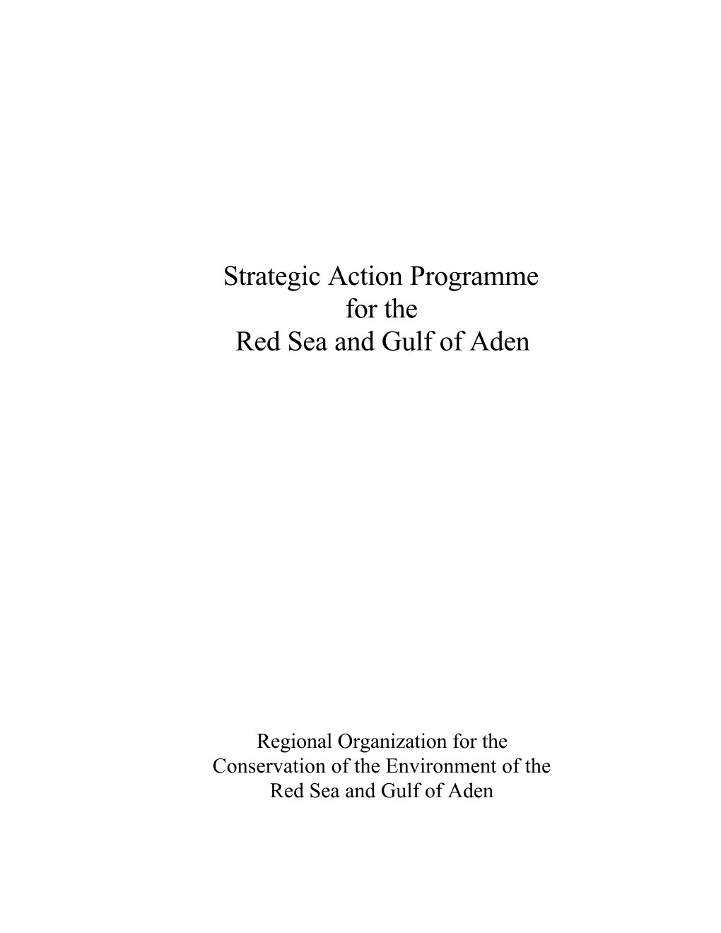 Strategic Action Programme for the Red Sea and Gulf of Aden