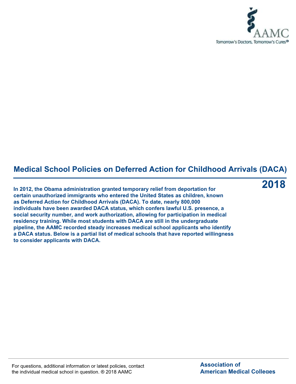 Medical School Policies on Deferred Action for Childhood Arrivals (DACA)