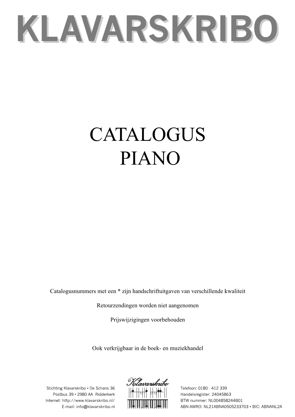 Catalogus Piano