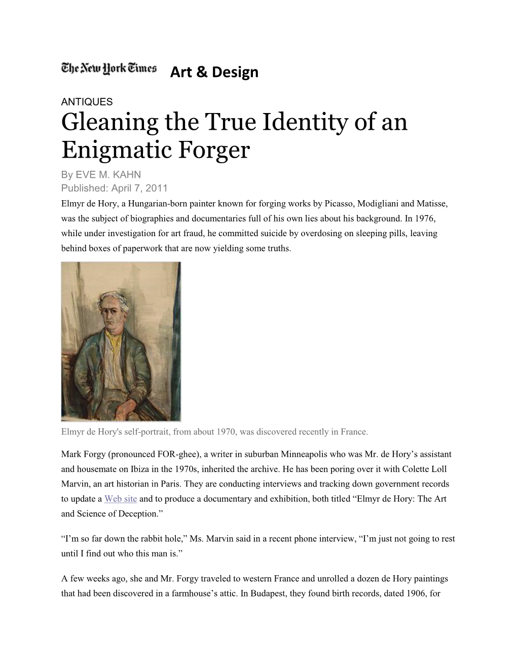 Gleaning the True Identity of an Enigmatic Forger by EVE M