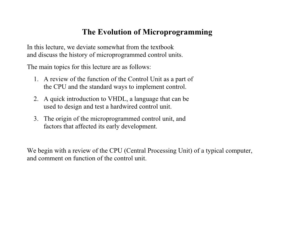 Microprogramming: History and Evolution