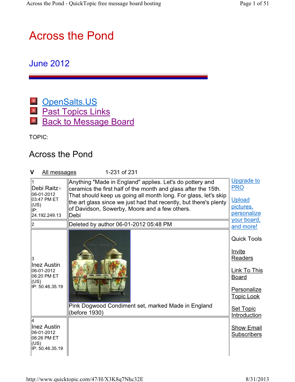 Cross the Pond - Quicktopic Free Message Board Hosting Page 1 of 51