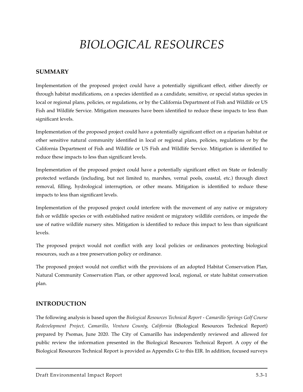 5.3 Biological Resources